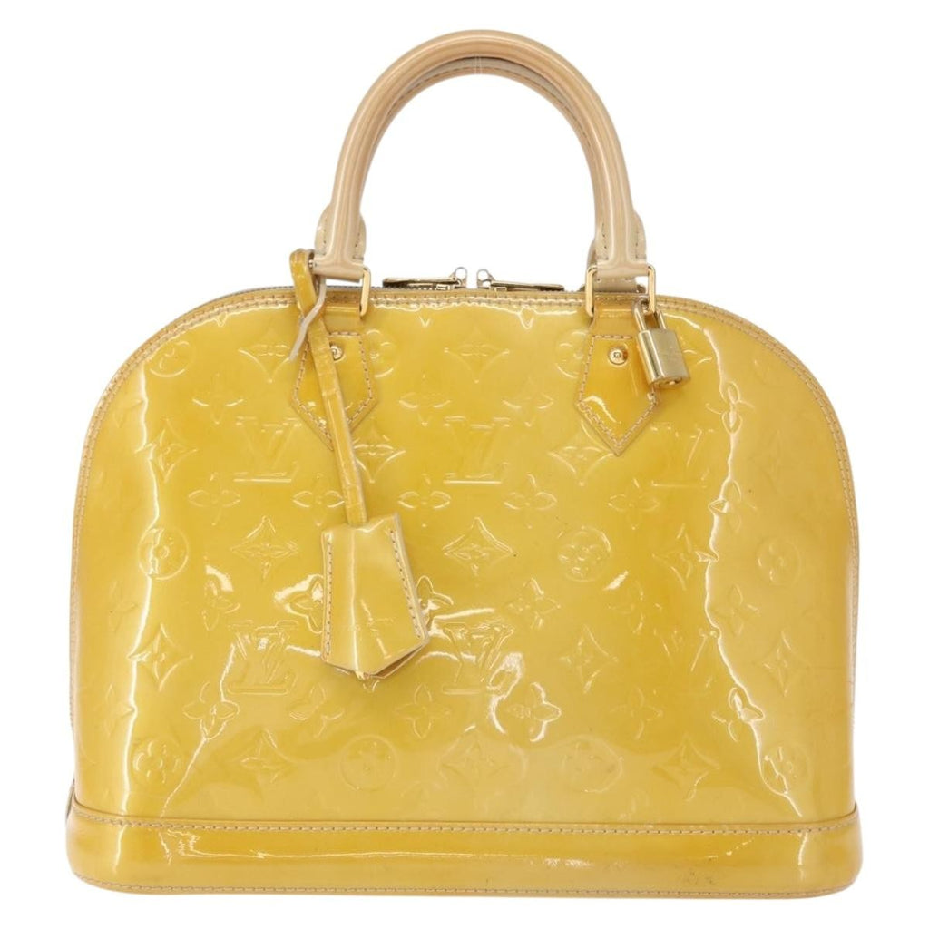 Louis Vuitton Alma Handbag Patent Leather Yellow Patent_Leather Handbag (Authentic  )