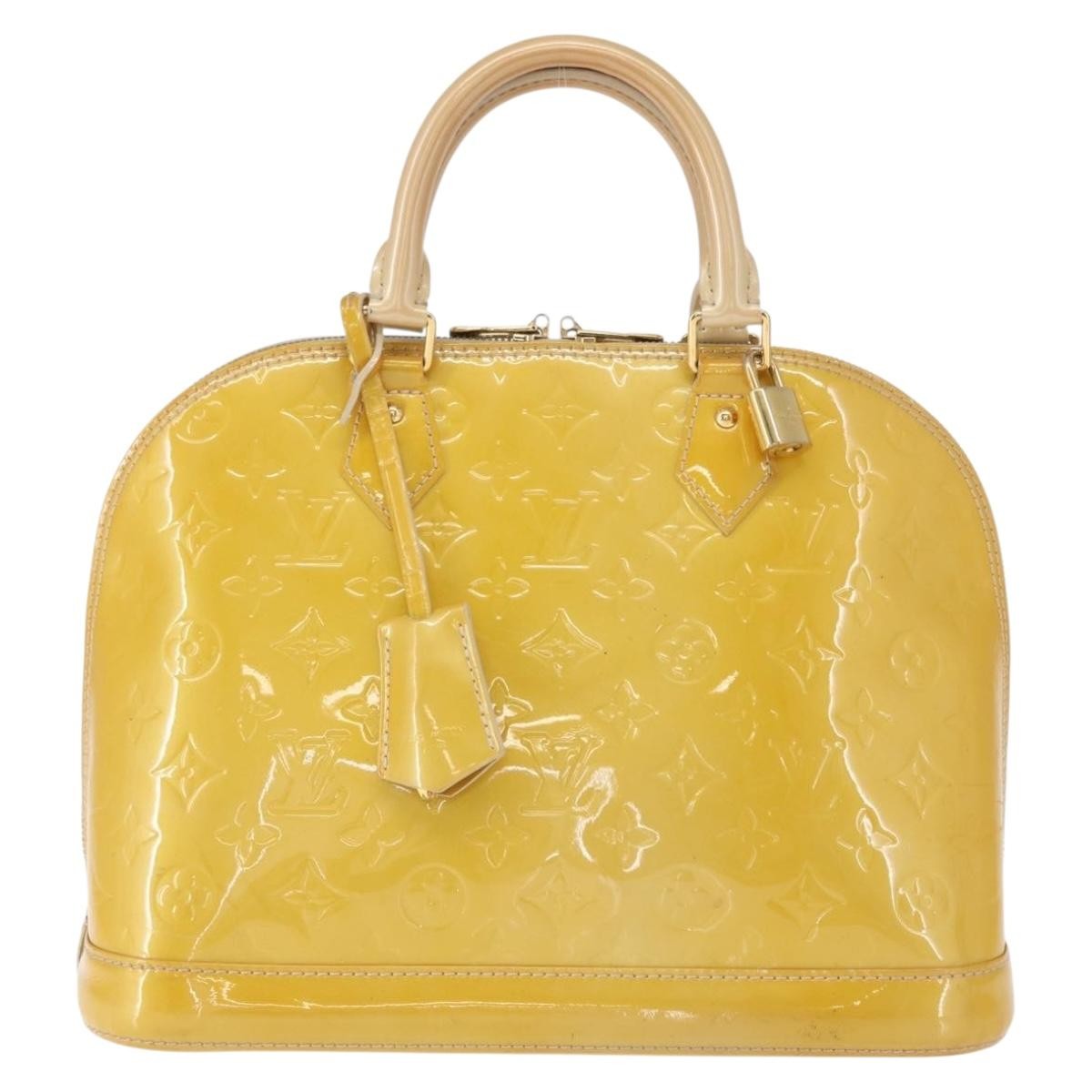 Louis Vuitton Alma Handbag Patent Leather Yellow Patent_Leather Handbag (Authentic  )