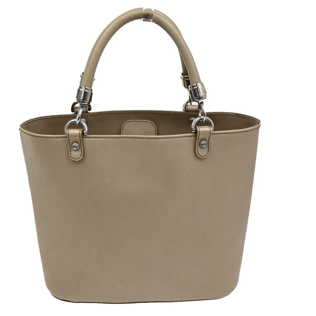 Salvatore Ferragamo Gancini Handbag Leather Beige Leather Handbag (Authentic  )