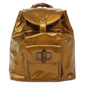 Gucci Vintage Bamboo Backpack Patent Gold Patent_Leather Bag (Authentic  )