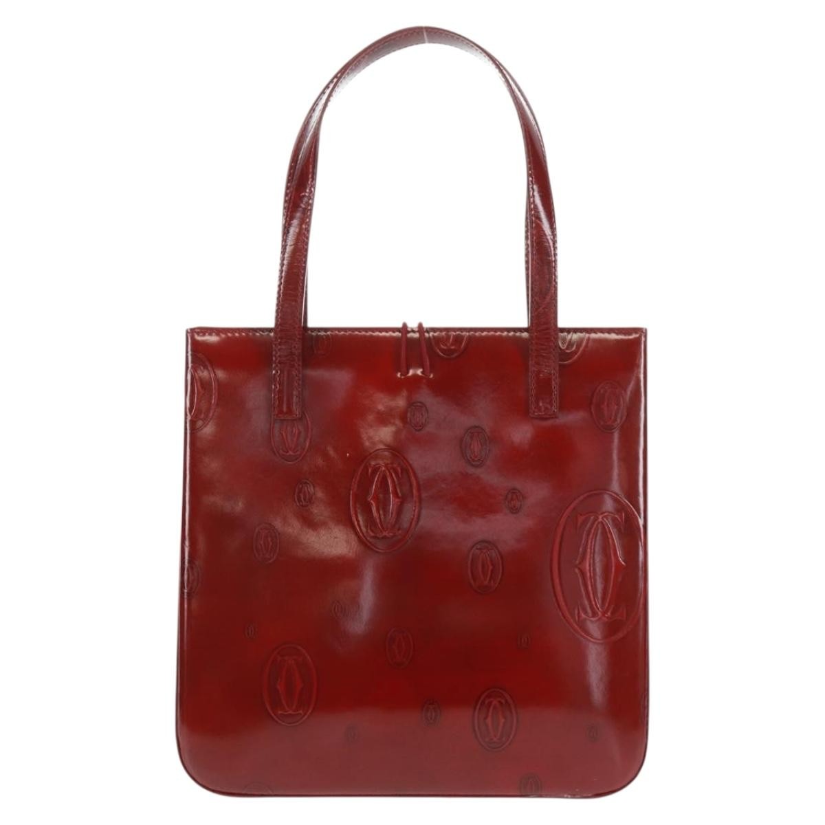 Cartier Happy Birthday Handbag Patent Leather Red Patent_Leather Handbag (Authentic  )