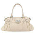 Salvatore Ferragamo Gancini Handbag Leather Beige Leather Handbag (Authentic  )