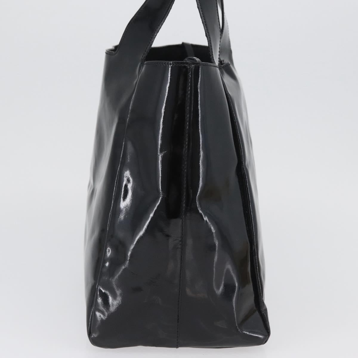 Prada Vintage Handbag Patent Leather Black Patent_Leather Handbag (Authentic  )