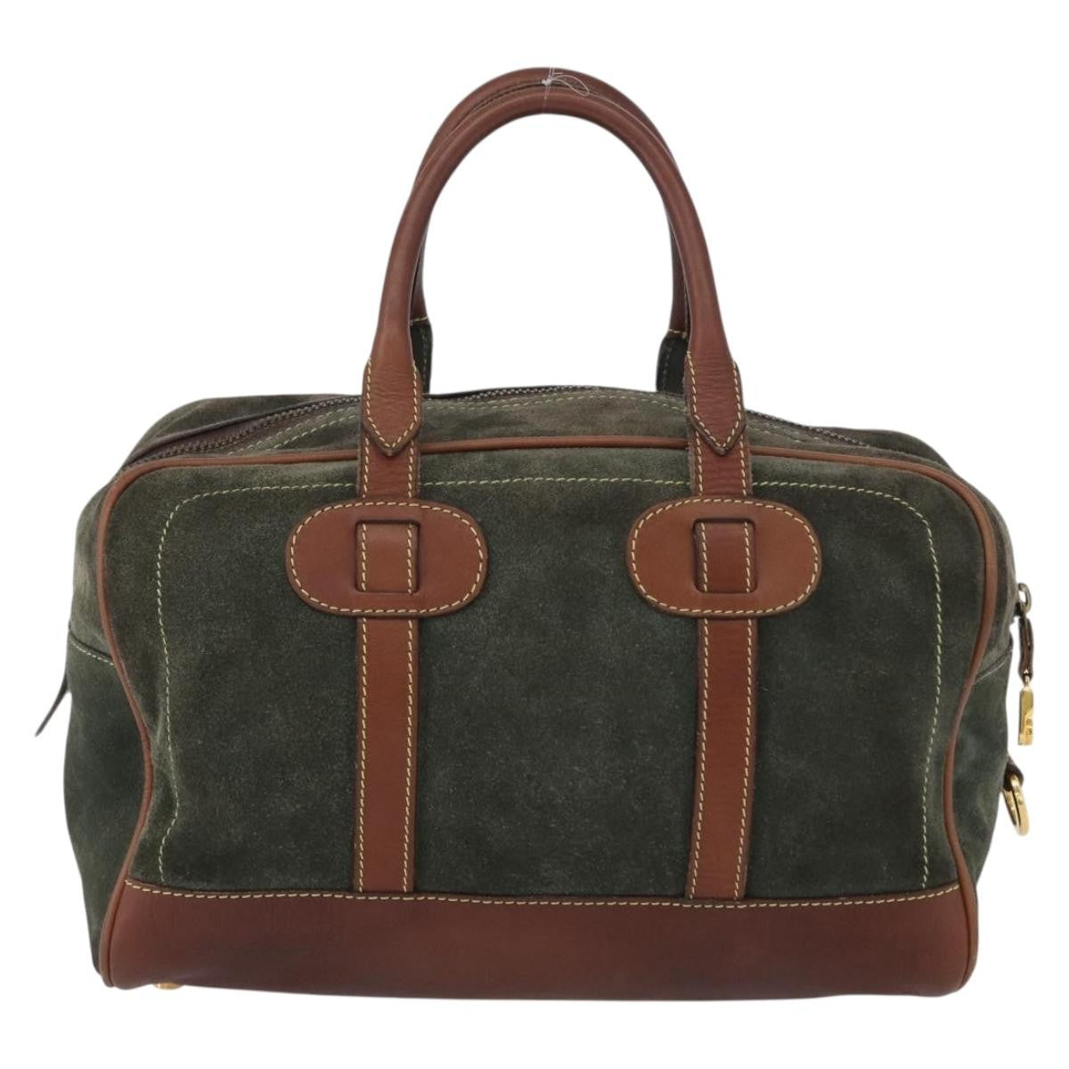 Loewe Anagram Handbag Suede Green Suede Handbag (Authentic  )
