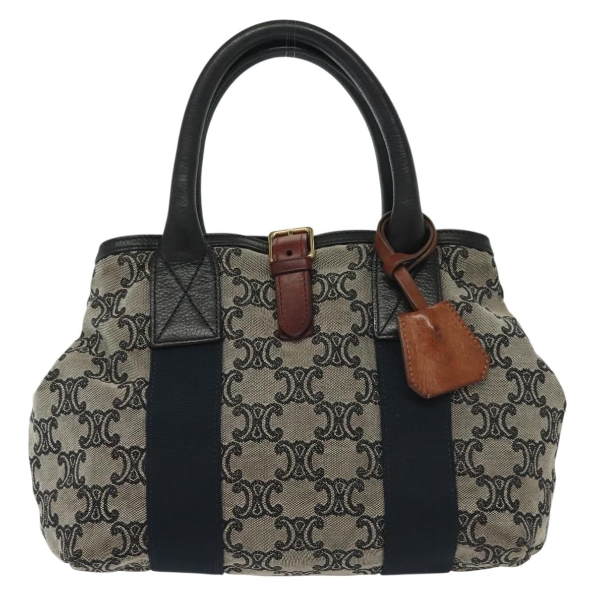 Celine Vintage Macadam Handbag Macadam Navy Canvas Bag (Authentic  )