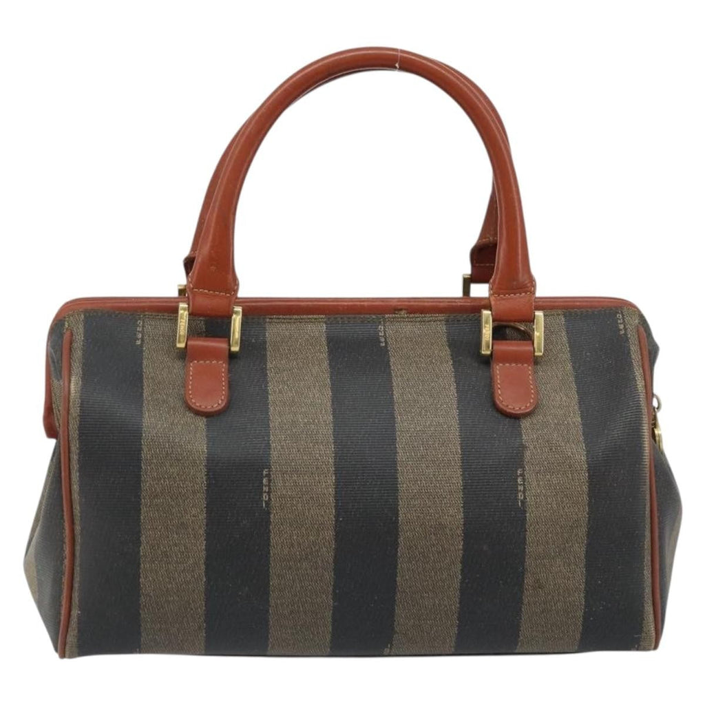 Fendi Vintage Pequin Convertible Boston Bag Coated Canvas Brown Canvas Handbag (Authentic  )
