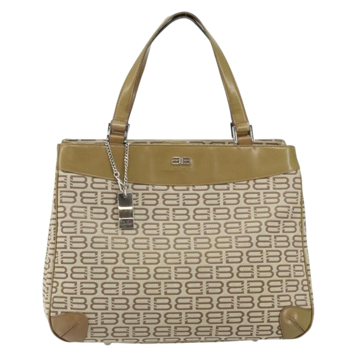 Balenciaga Vintage Handbag Canvas Beige Canvas Handbag (Authentic  )