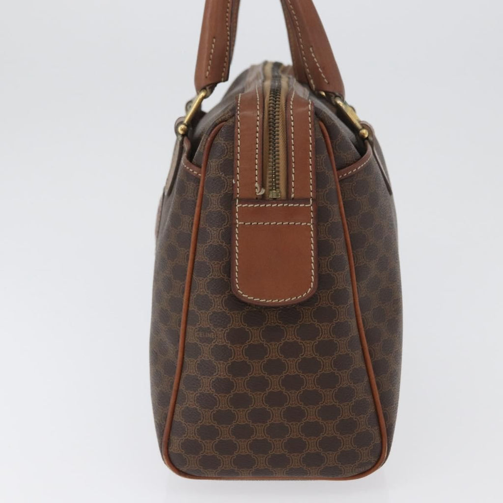 Celine Vintage Macadam Handbag Canvas And Leather Brown Canvas Handbag (Authentic  )