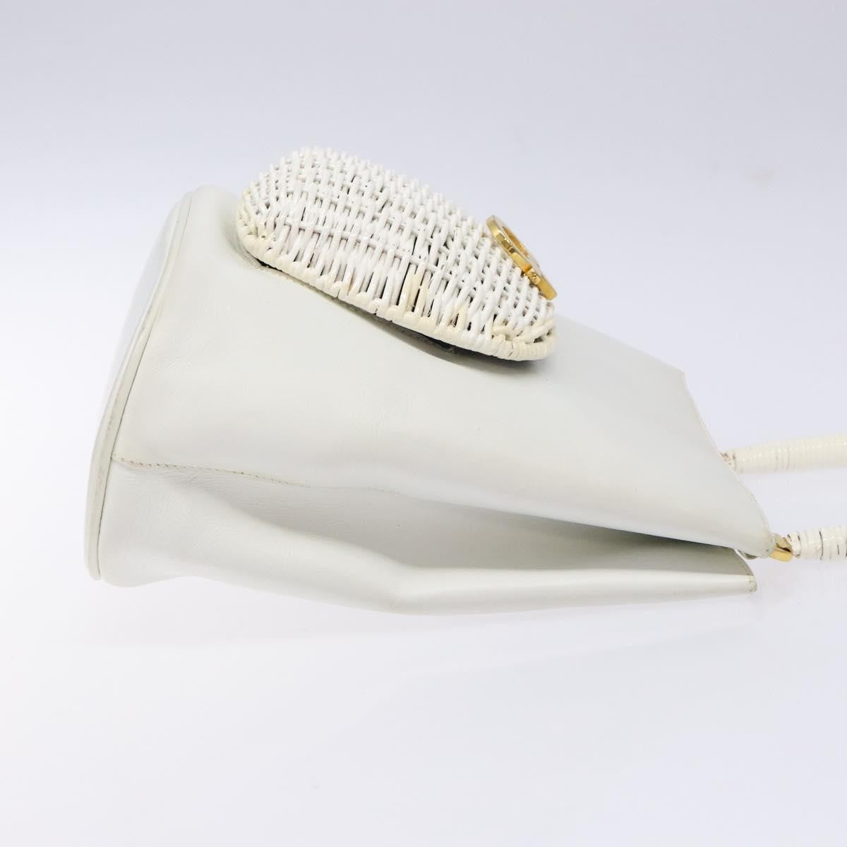 Salvatore Ferragamo Vintage Gancini Convertible Top Handle Bag Leather White Leather Handbag (Authentic  )
