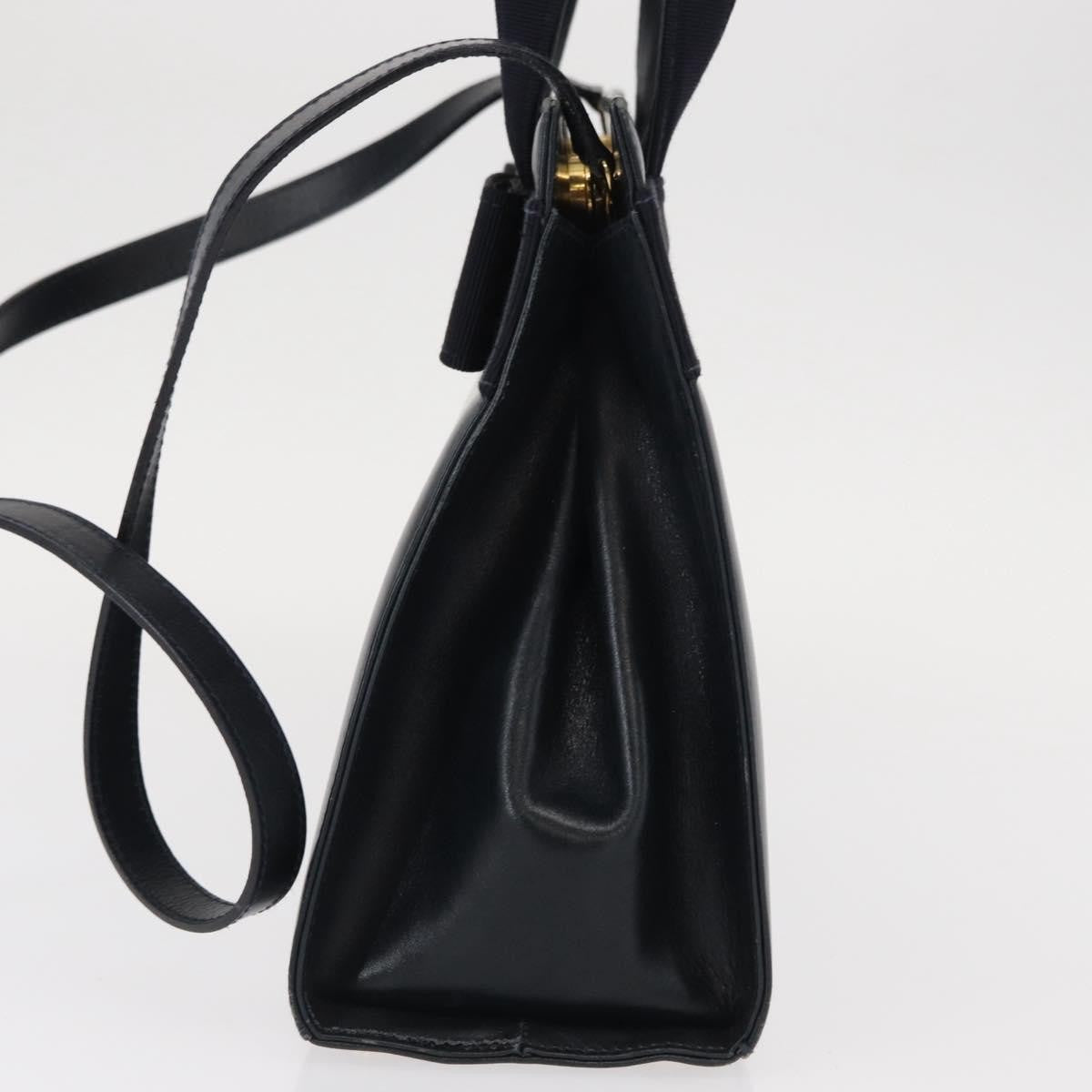 Salvatore Ferragamo Convertible Vara Bow Tote Leather Navy Leather Handbag (Authentic  )