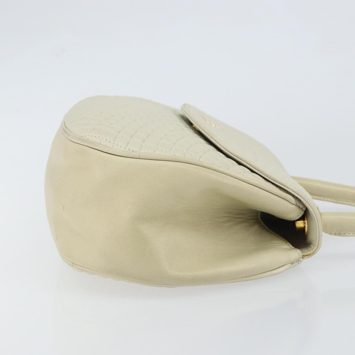 Bally Vintage Handbag Quilted Leather White Leather Handbag (Authentic  )