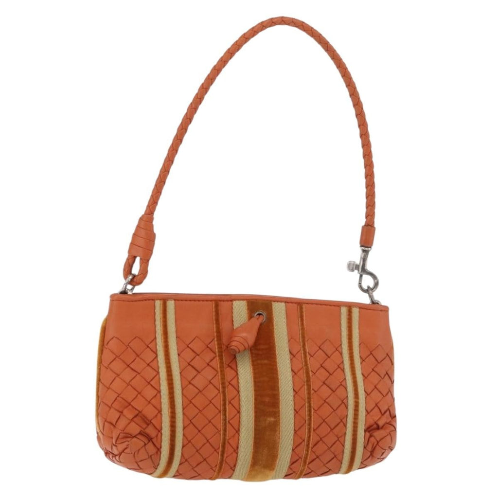 Bottega Veneta Intrecciato Clutch Bag Leather Orange Leather Handbag ( )