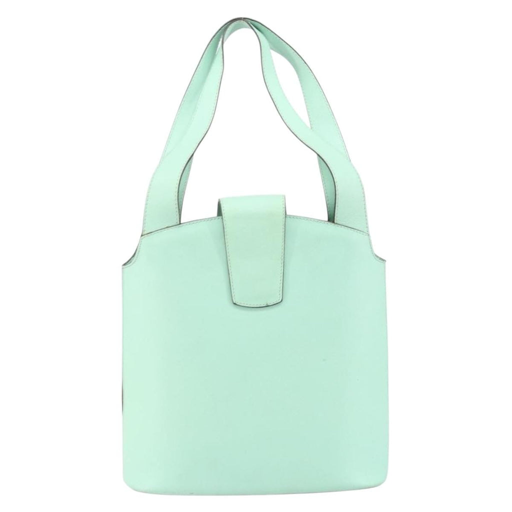 Celine Circle Logo Handbag Leather Green Leather Handbag (Authentic  )