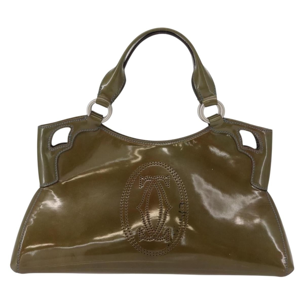 Cartier Marcello Handbag Patent Leather Khaki Patent_Leather Handbag (Authentic  )