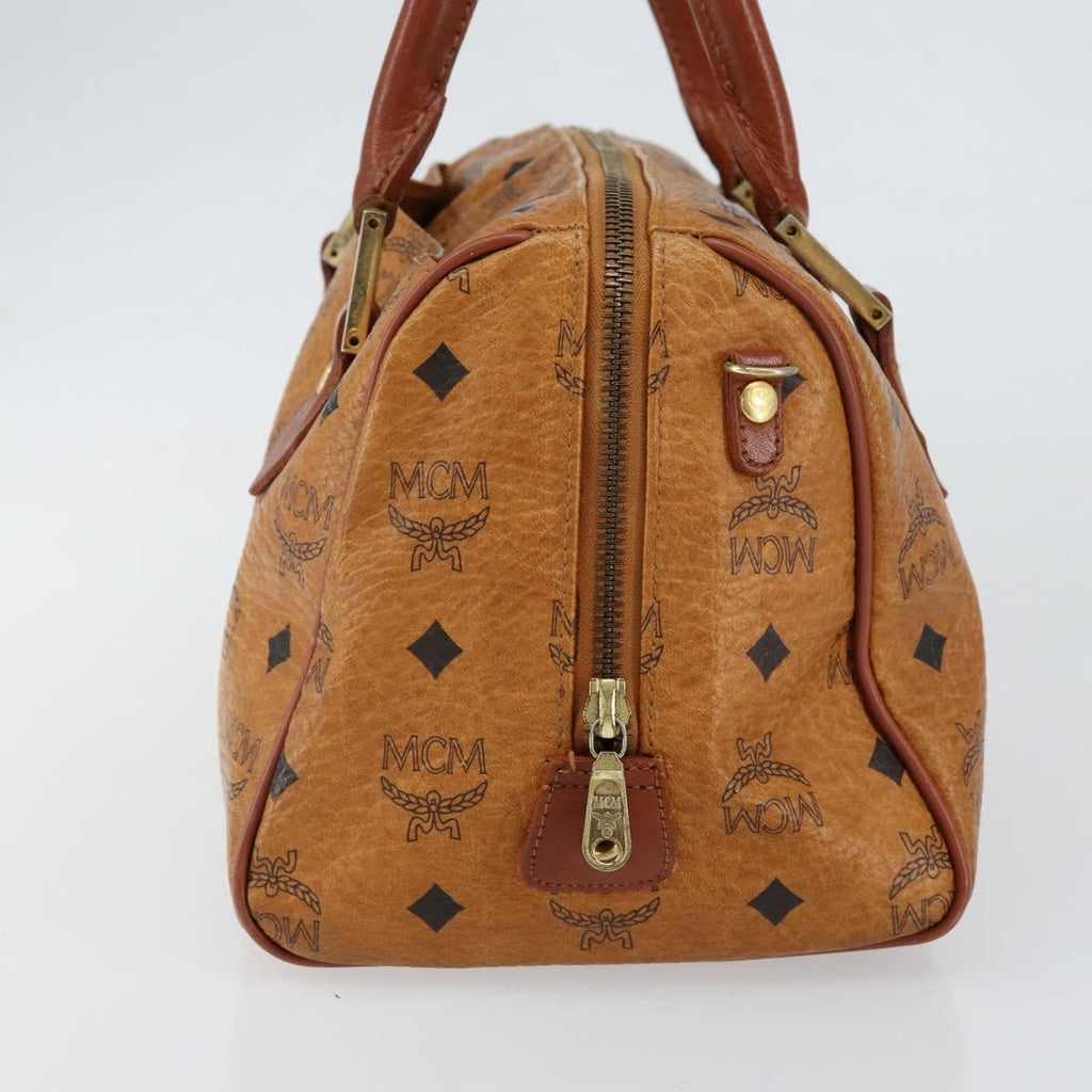 MCM Visetos Logogramme Handbag Canvas And Leather Brown Canvas Handbag (Authentic  )