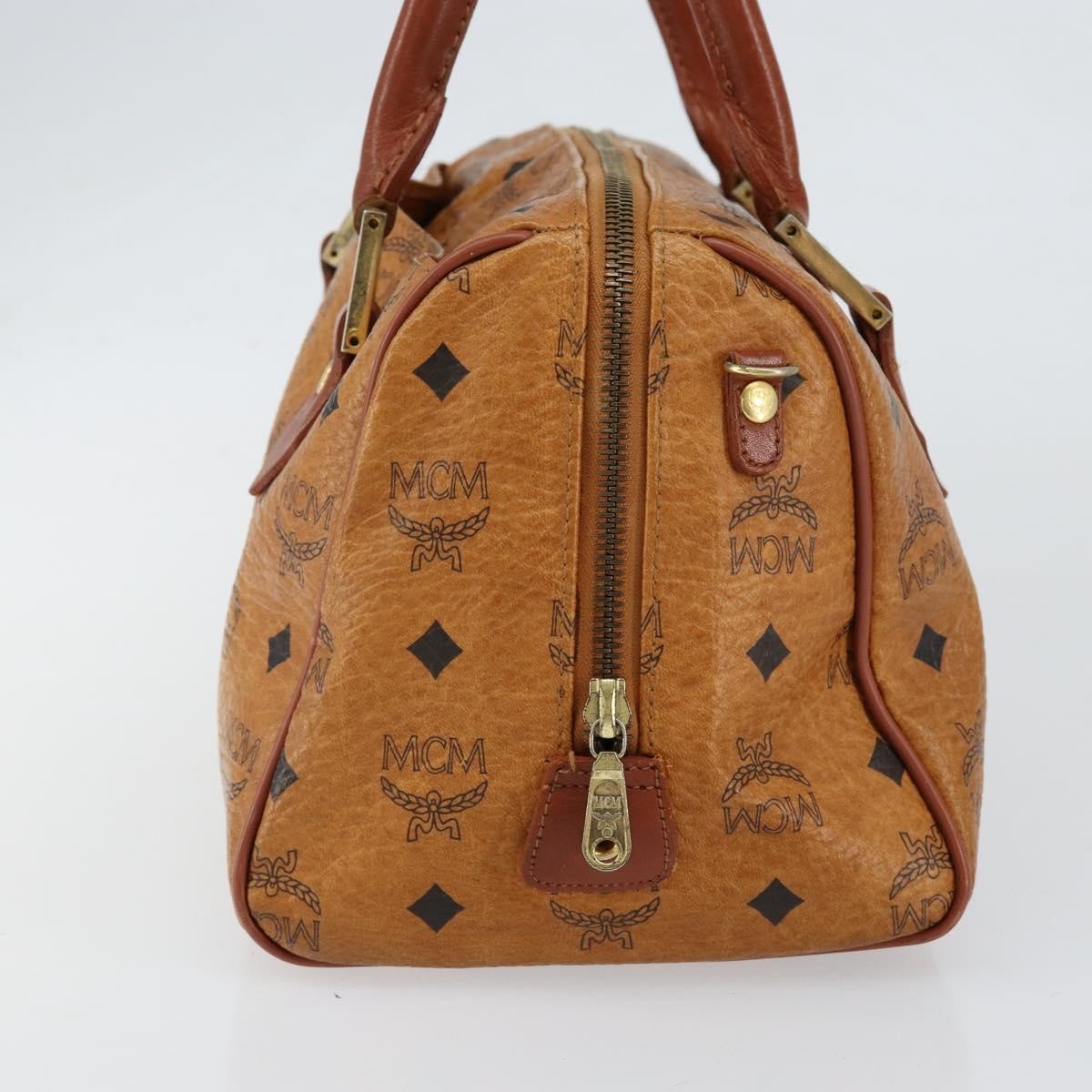 MCM Visetos Logogramme Handbag Canvas And Leather Brown Canvas Handbag (Authentic  )