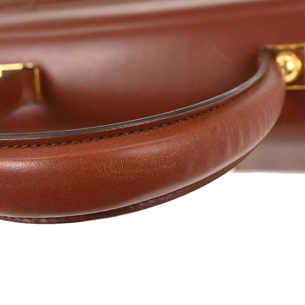 Salvatore Ferragamo Gancini Convertible Top Handle Bag Leather Brown Leather Handbag (Authentic  )