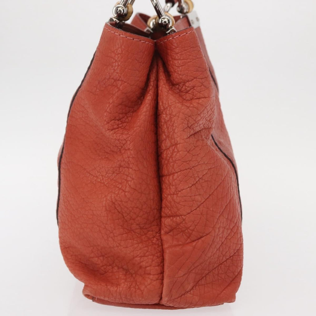 Gucci Vintage Bamboo Handle Bag Leather Red Leather Handbag (Authentic  )