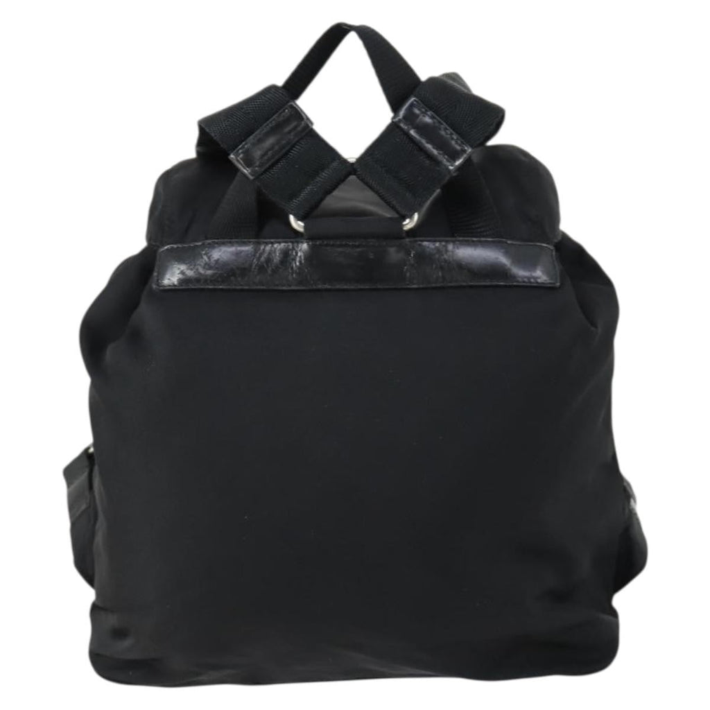 Prada Vela Double Front Pocket Backpack Tessuto With Saffiano Leather Black Nylon Backpack Bag (Authentic  )