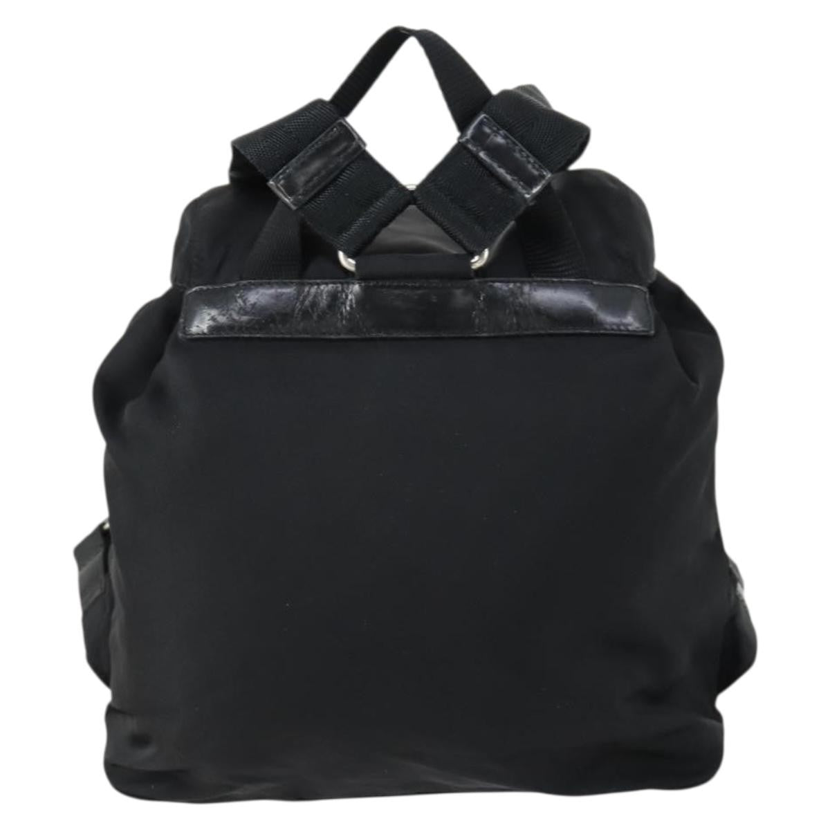 Prada Vela Double Front Pocket Backpack Tessuto With Saffiano Leather Black Nylon Backpack Bag (Authentic  )
