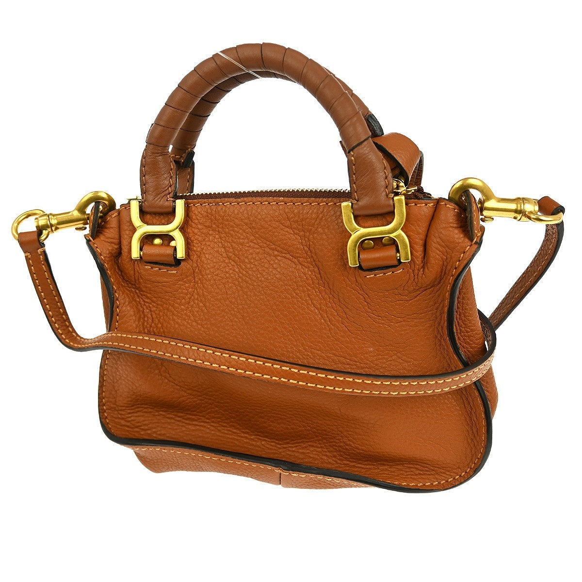 Chloe Marcie Satchel Leather Brown Leather Handbag ( )