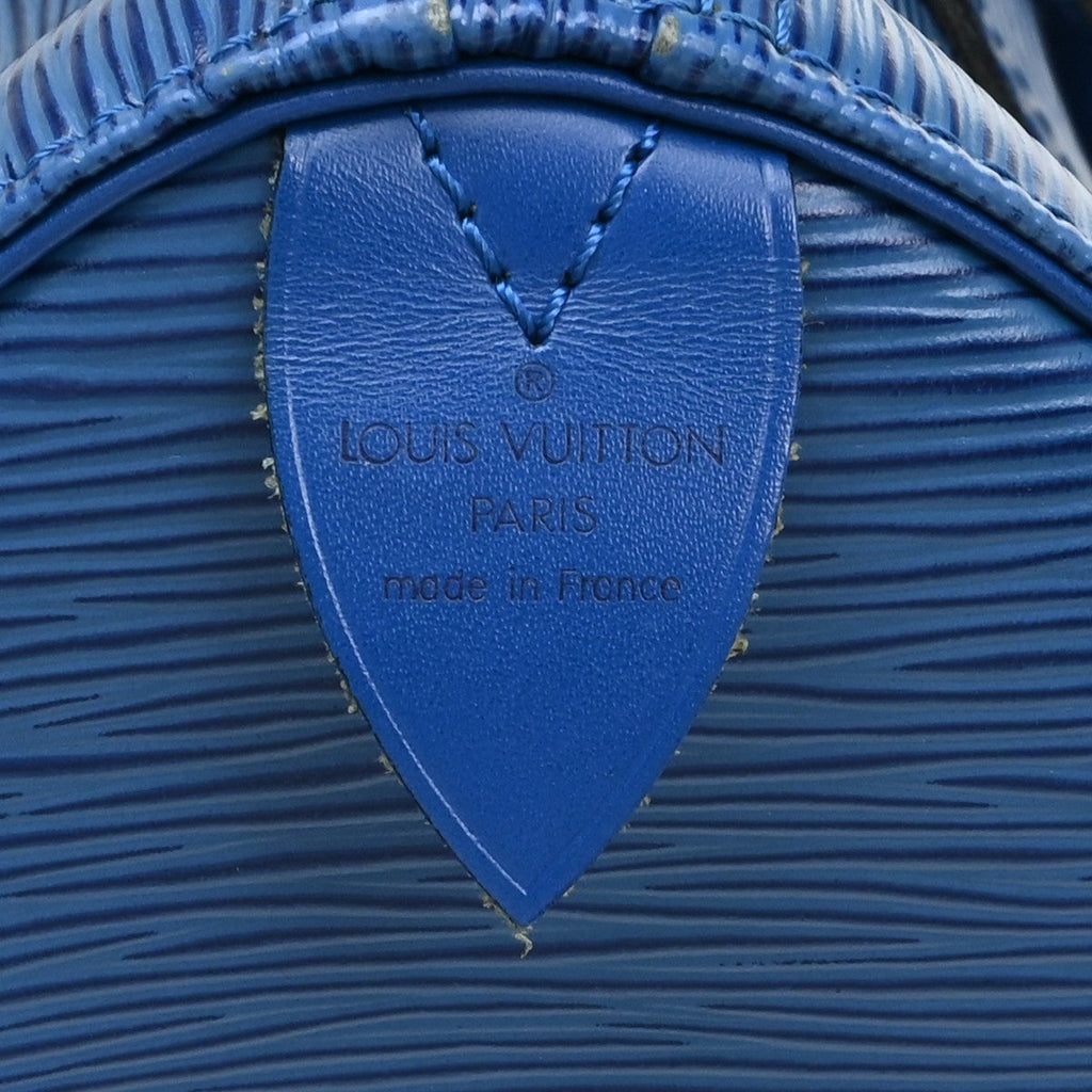 Louis Vuitton Speedy Handbag Epi Leather Blue Leather Handbag ( )
