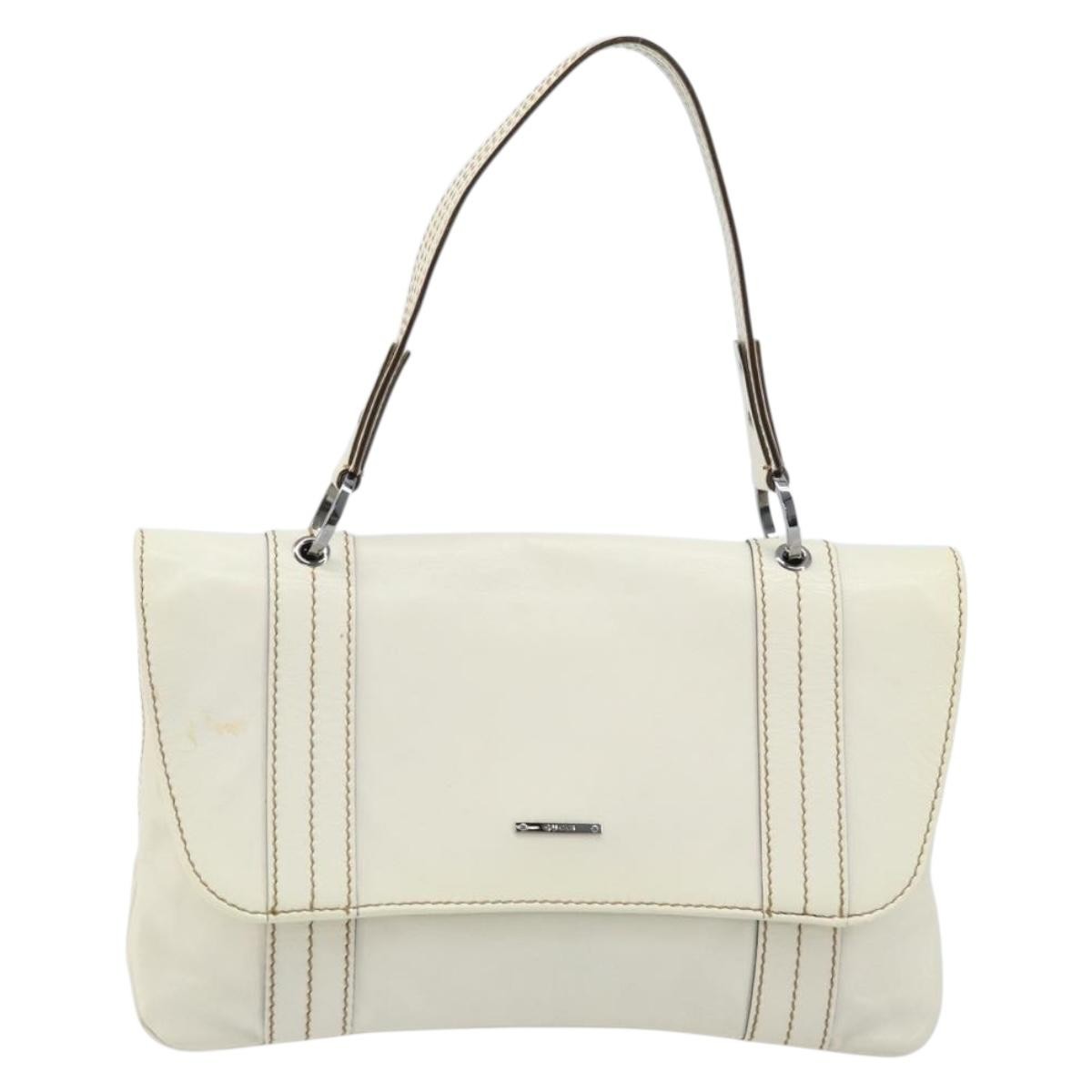 Gucci Vintage Handbag Leather White Leather Handbag (Authentic  )