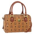 MCM Visetos Logogramme Handbag Canvas And Leather Brown Canvas Handbag (Authentic  )