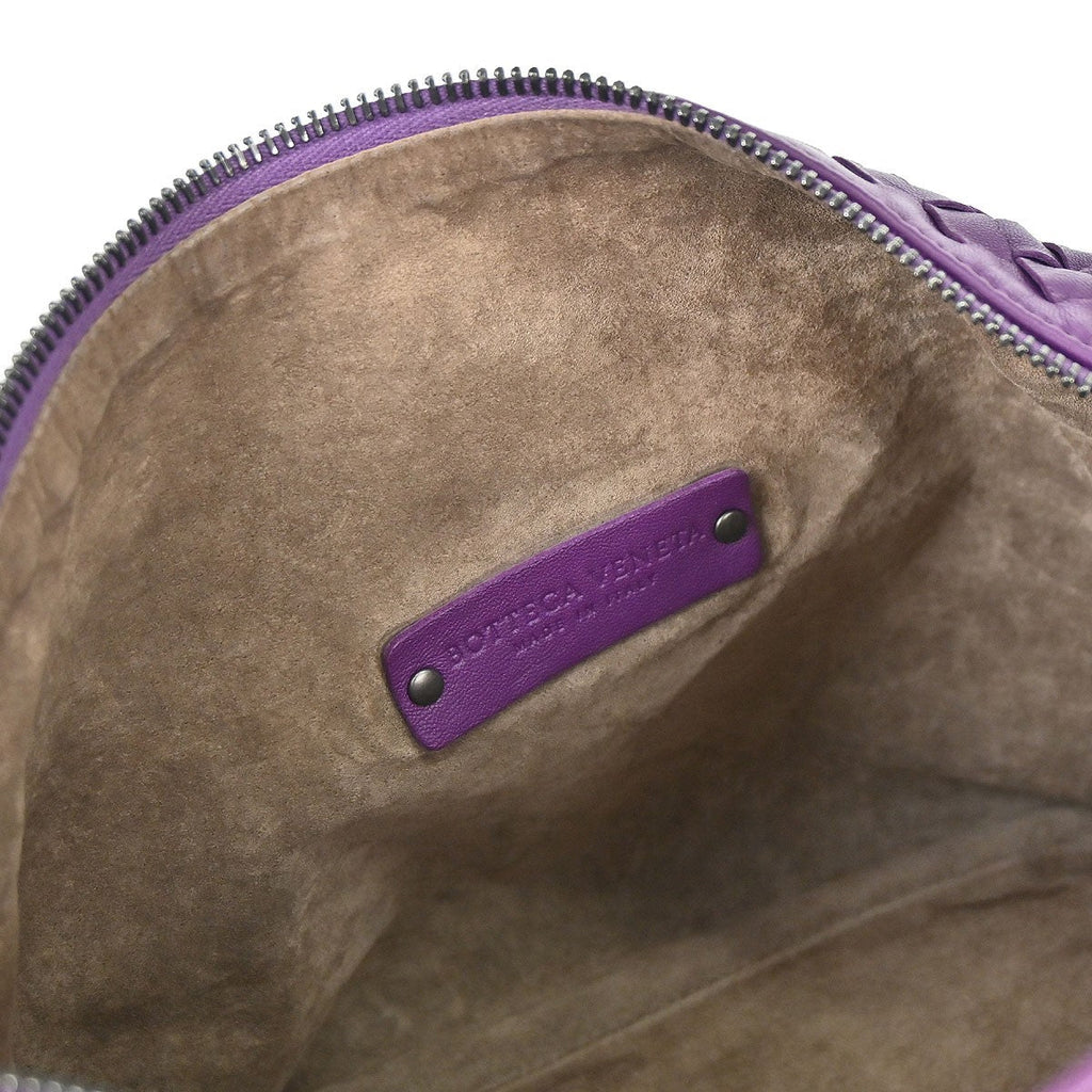 Bottega Veneta Zip Hobo Intrecciato Nappa Purple Leather Handbag ( )