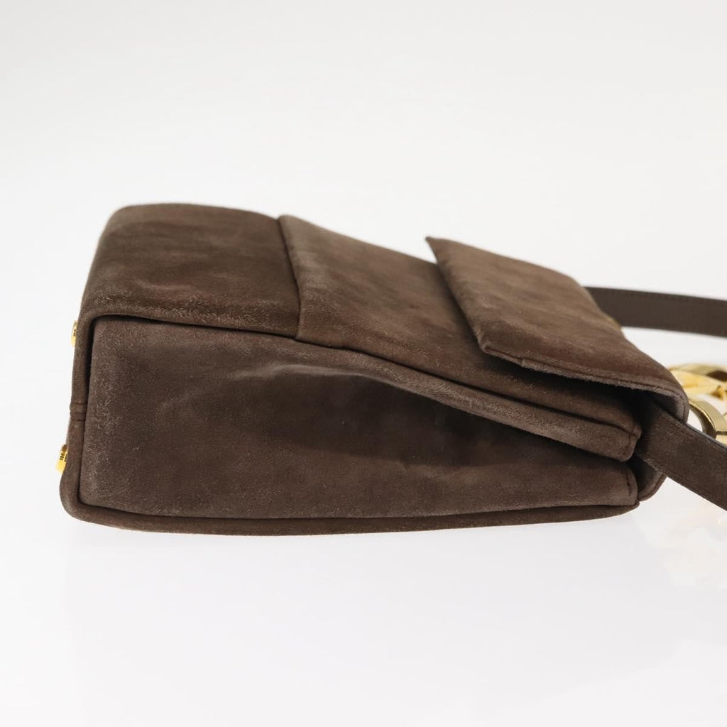 Salvatore Ferragamo Vintage Handbag Suede Brown Suede Handbag (Authentic  )