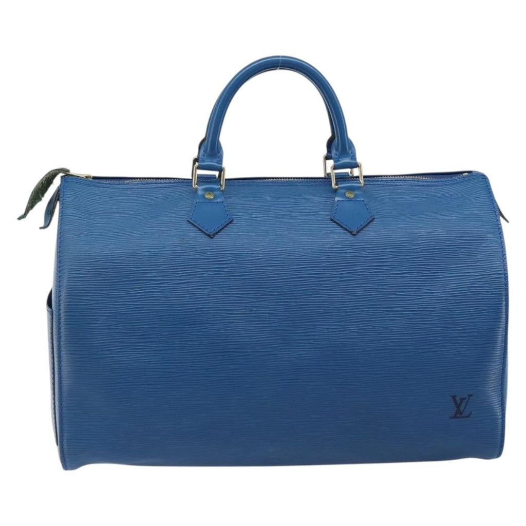 Louis Vuitton Speedy Handbag Epi Leather Blue Leather Handbag (Authentic  )