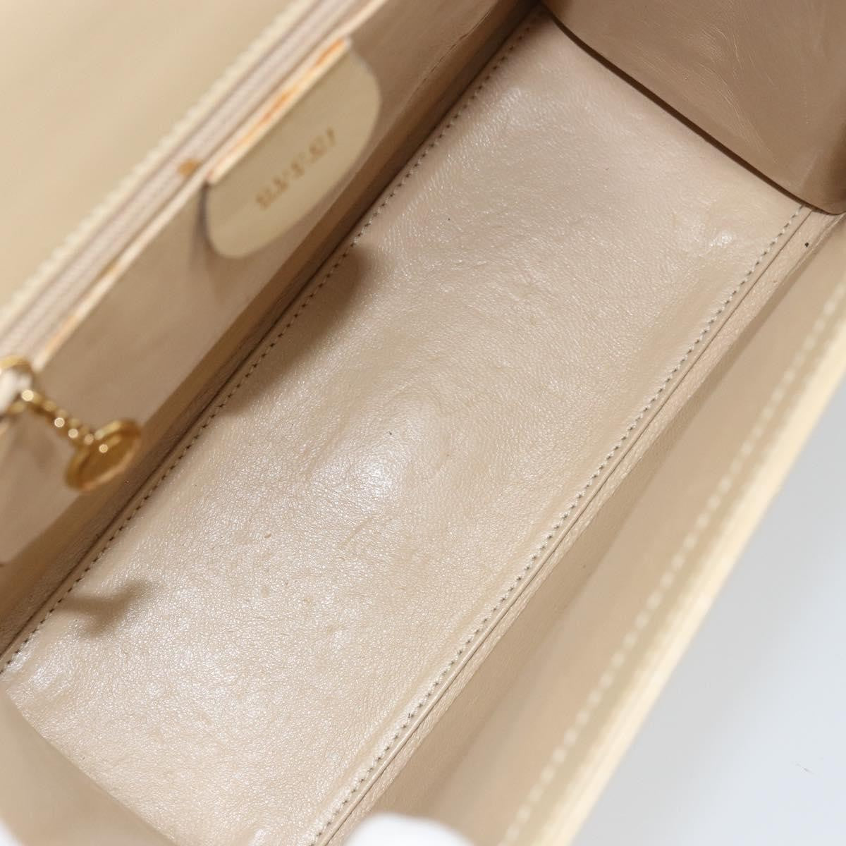 Gucci Vintage Lady Lock Top Handle Bag Leather Beige Leather Handbag (Authentic  )