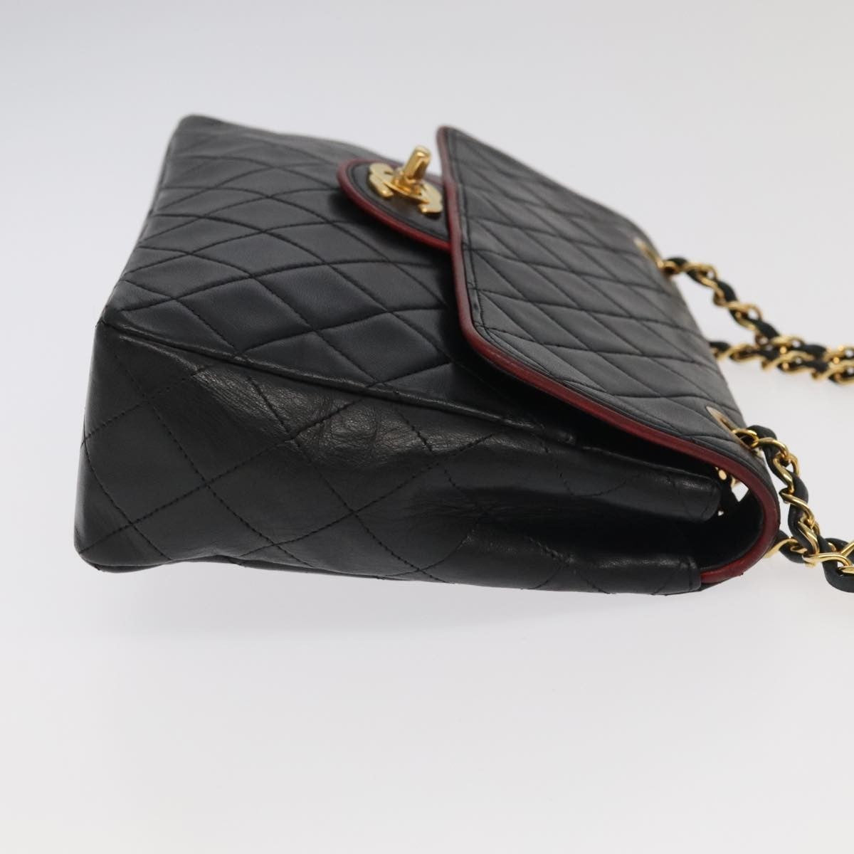 Chanel Flap Shoulder Bag Leather Black Leather Handbag ( )