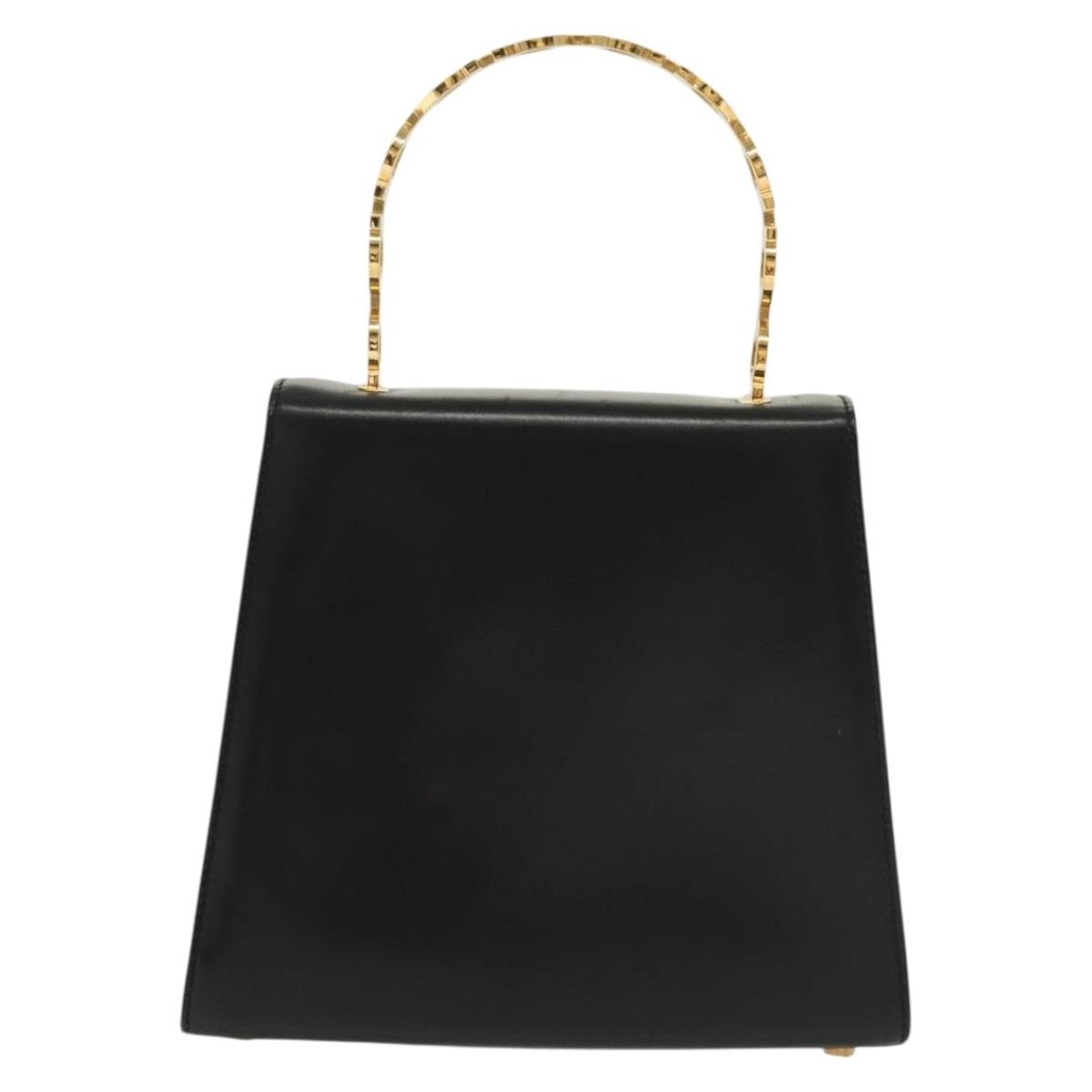 Salvatore Ferragamo Vintage Gancini Convertible Top Handle Bag Leather Black Leather Handbag (Authentic  )
