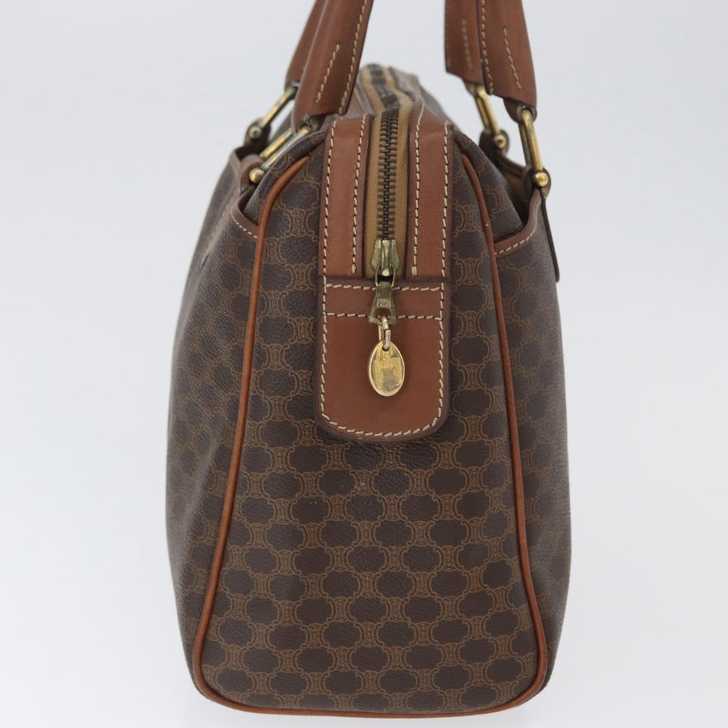 Celine Vintage Macadam Handbag Canvas And Leather Brown Canvas Handbag (Authentic  )