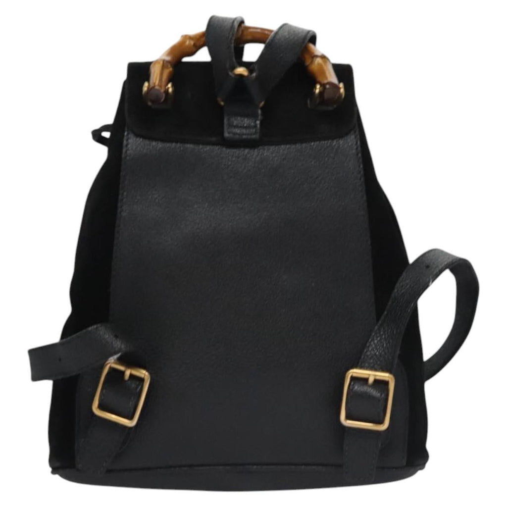 Gucci Gucci Bamboo Backpack Daim Black Suede Backpack Bag (Authentic  )