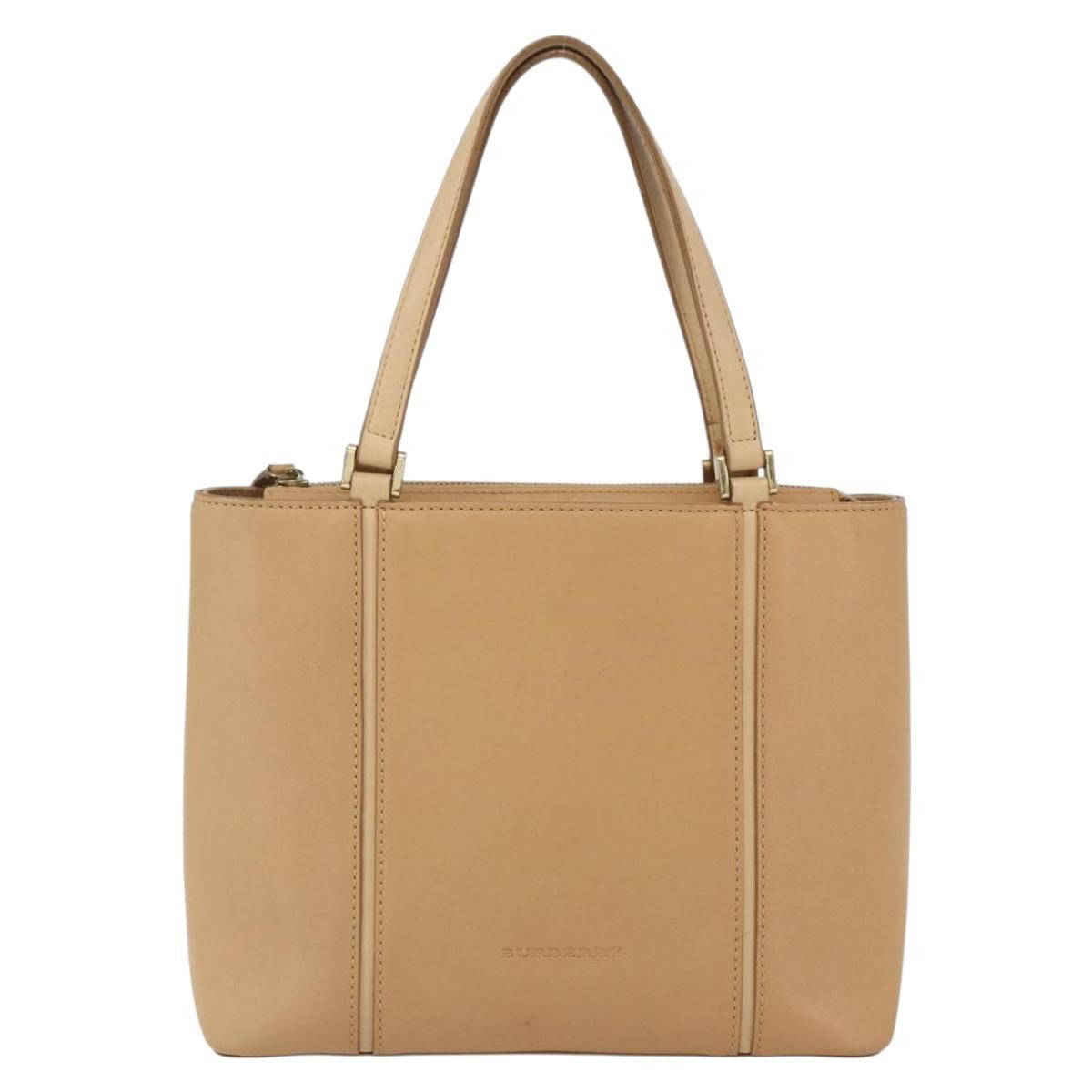 Burberry Vintage Handbag Leather Beige Leather Handbag (Authentic  )
