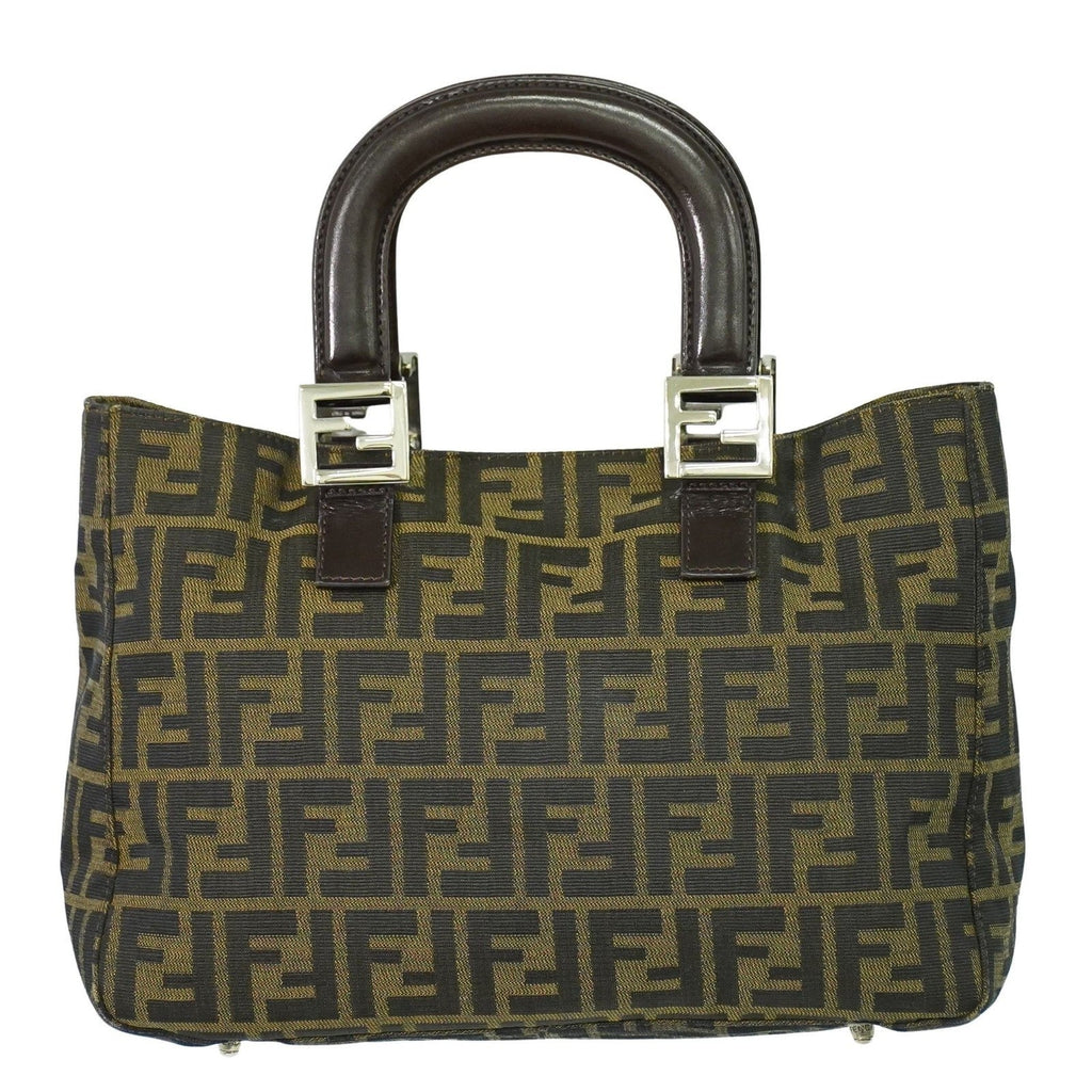 Fendi Zucca Tote Bag Ff Motif Brown Canvas Handbag (Authentic  )