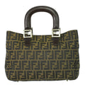 Fendi Zucca Tote Bag Ff Motif Brown Canvas Handbag (Authentic  )