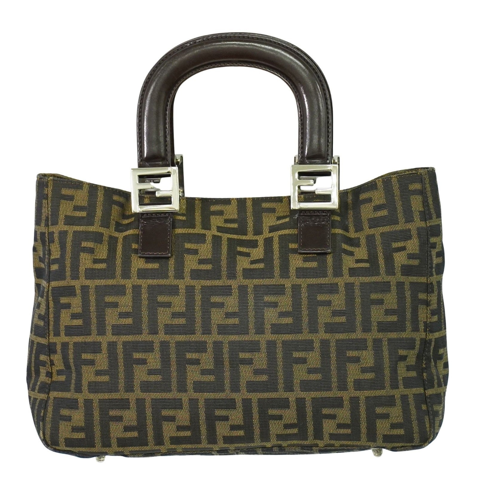 Fendi Zucca Tote Bag Ff Motif Brown Canvas Handbag (Authentic  )