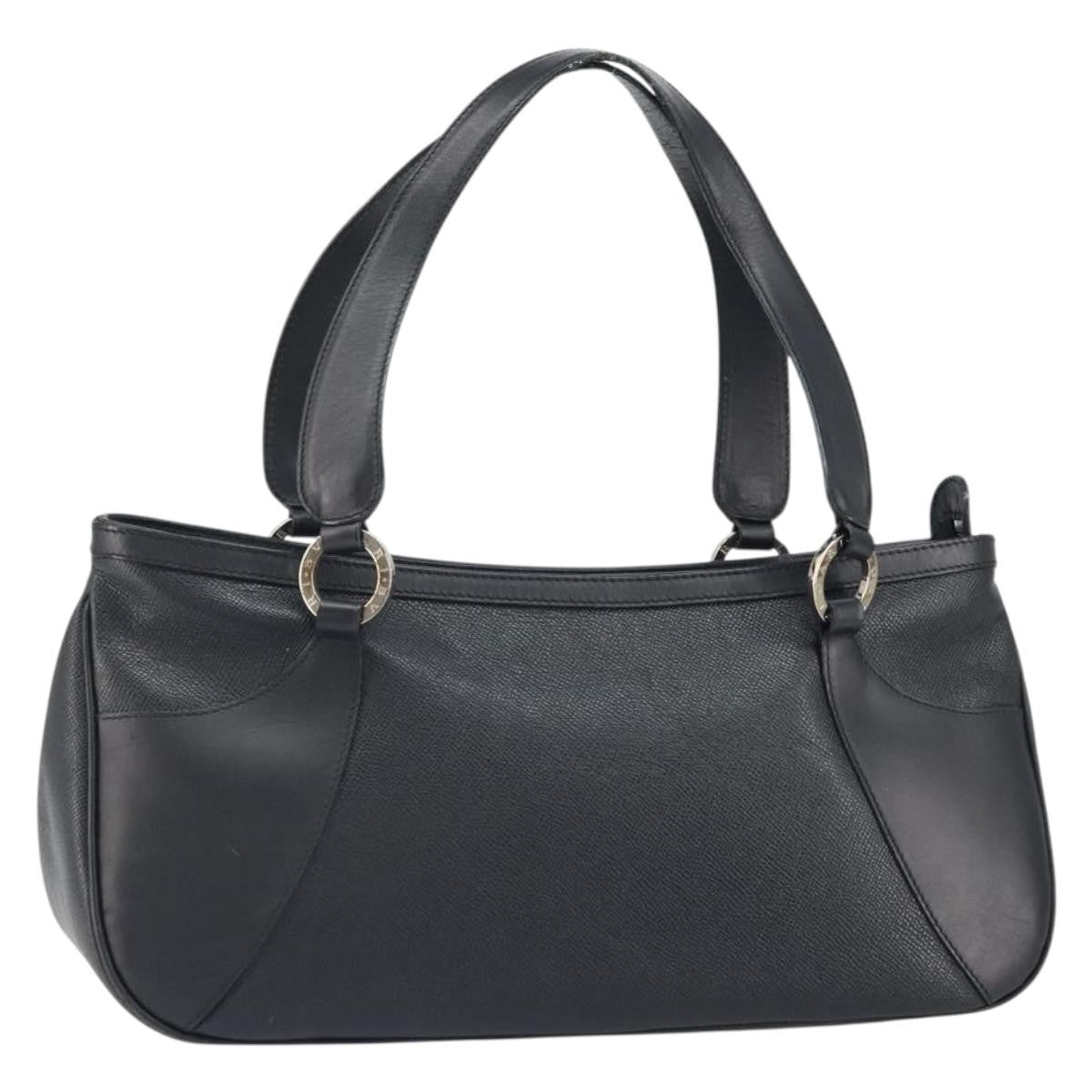 Bvlgari Handbag Leather Black Leather Handbag (Authentic  )