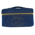 Chanel Vintage Timeless Cosmetic Case Denim Blue Denim_Jeans Handbag (Authentic  )