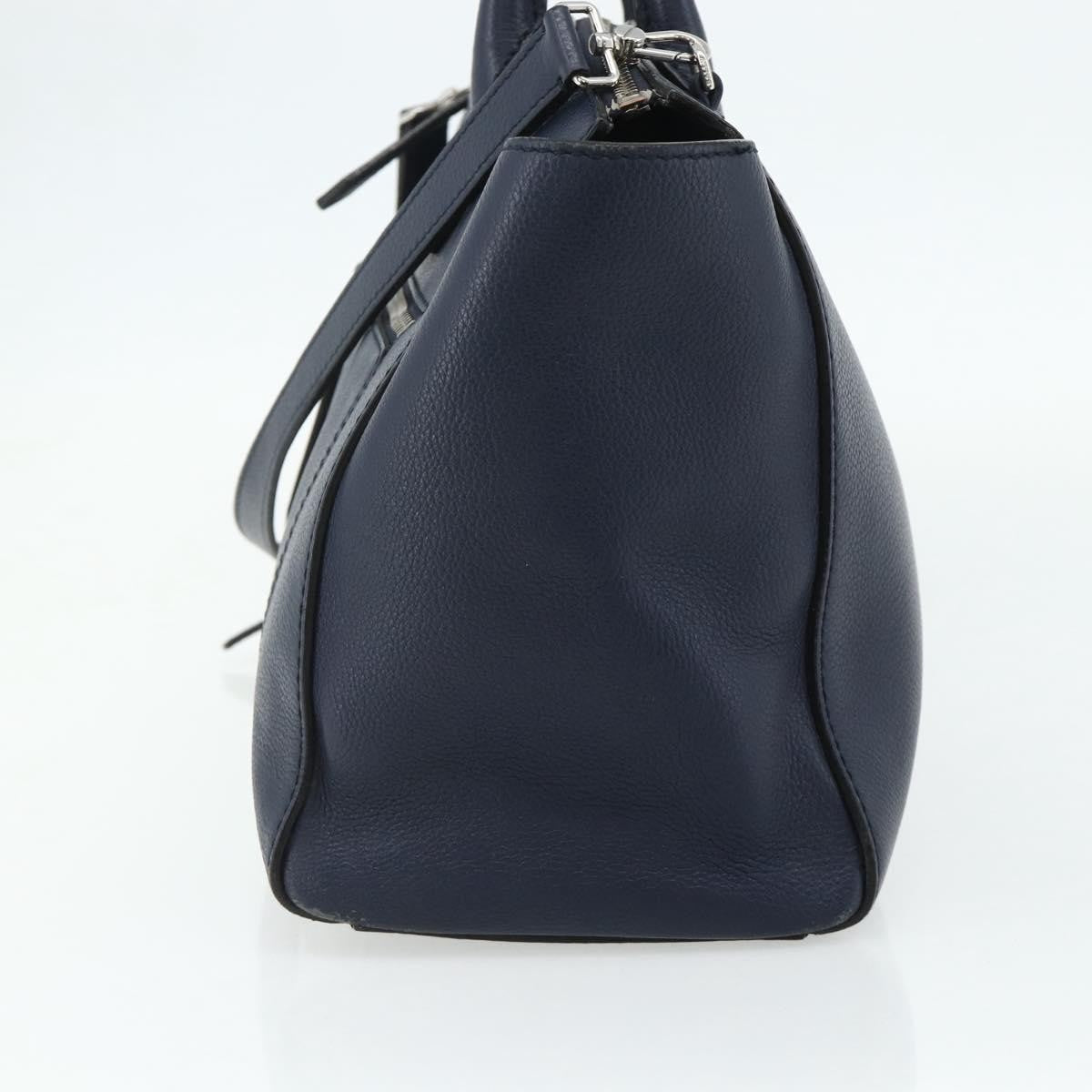 Bally Vintage Handbag Leather Navy Leather Handbag ( )
