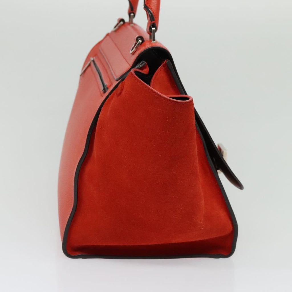 Celine Trapeze Bag Leather With Suede Red Leather Handbag (Authentic  )