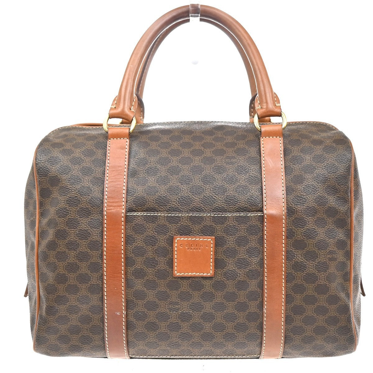Celine Macadam Handbag Macadam With Leather Brown Pvc Handbag (Authentic  )