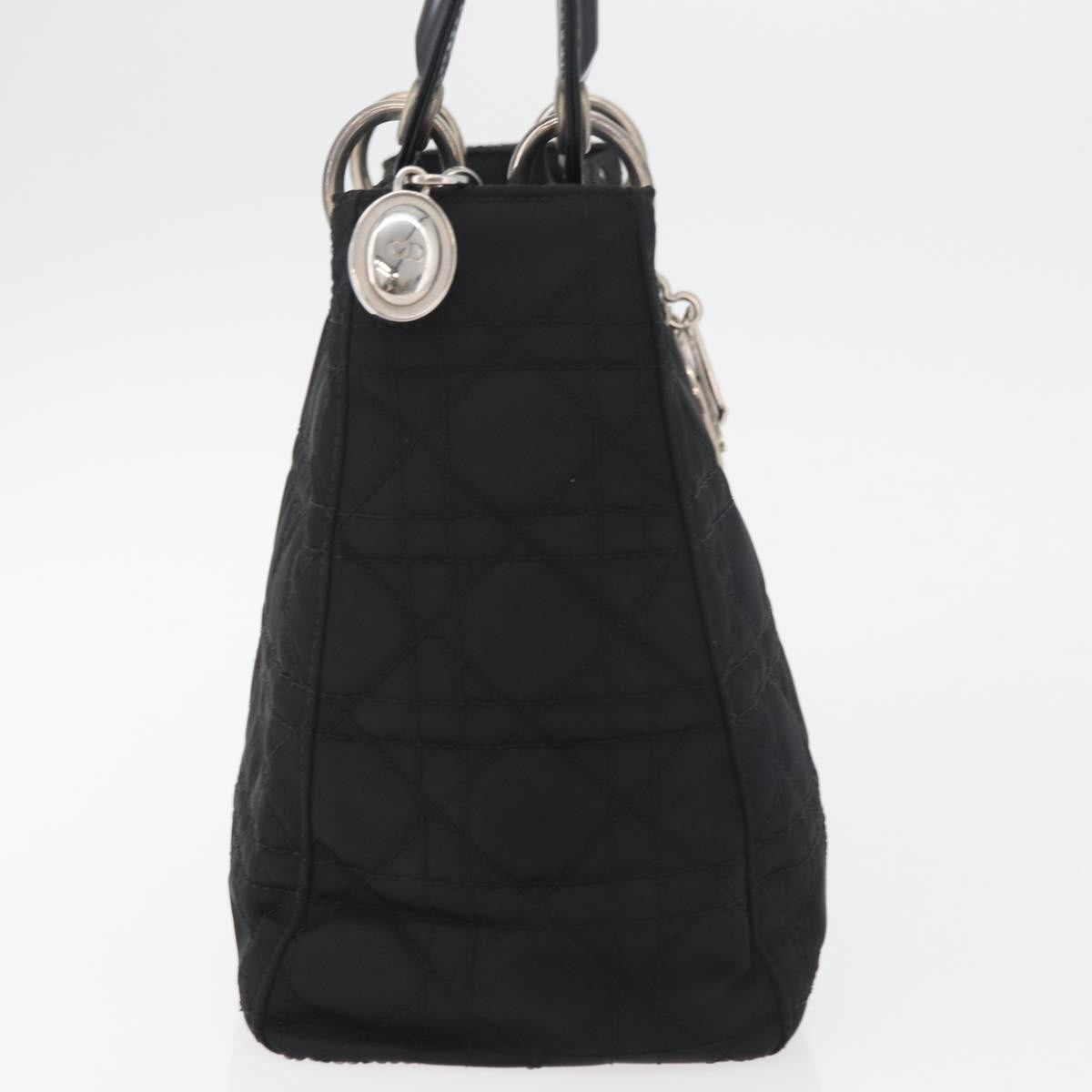 Christian Dior Vintage Lady Dior Bag Cannage Quilt Nylon Black Nylon Handbag ( )