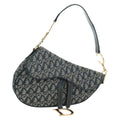Christian Dior Saddle Handbag Oblique Canvas Navy Canvas Handbag ( )