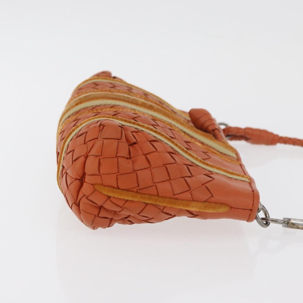 Bottega Veneta Intrecciato Clutch Bag Leather Orange Leather Handbag ( )