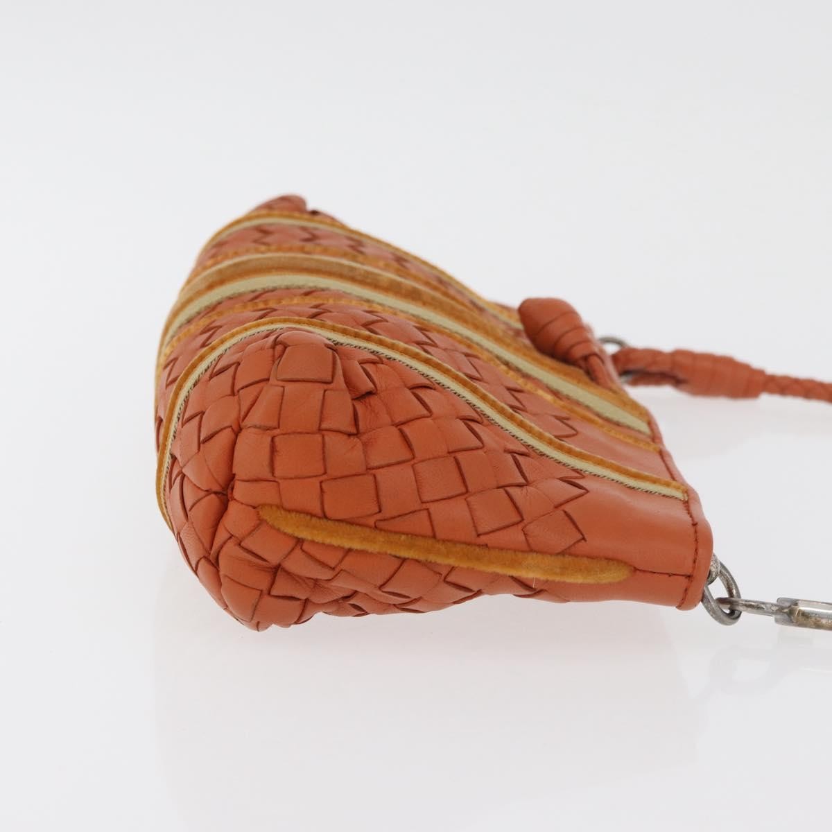 Bottega Veneta Intrecciato Clutch Bag Leather Orange Leather Handbag ( )