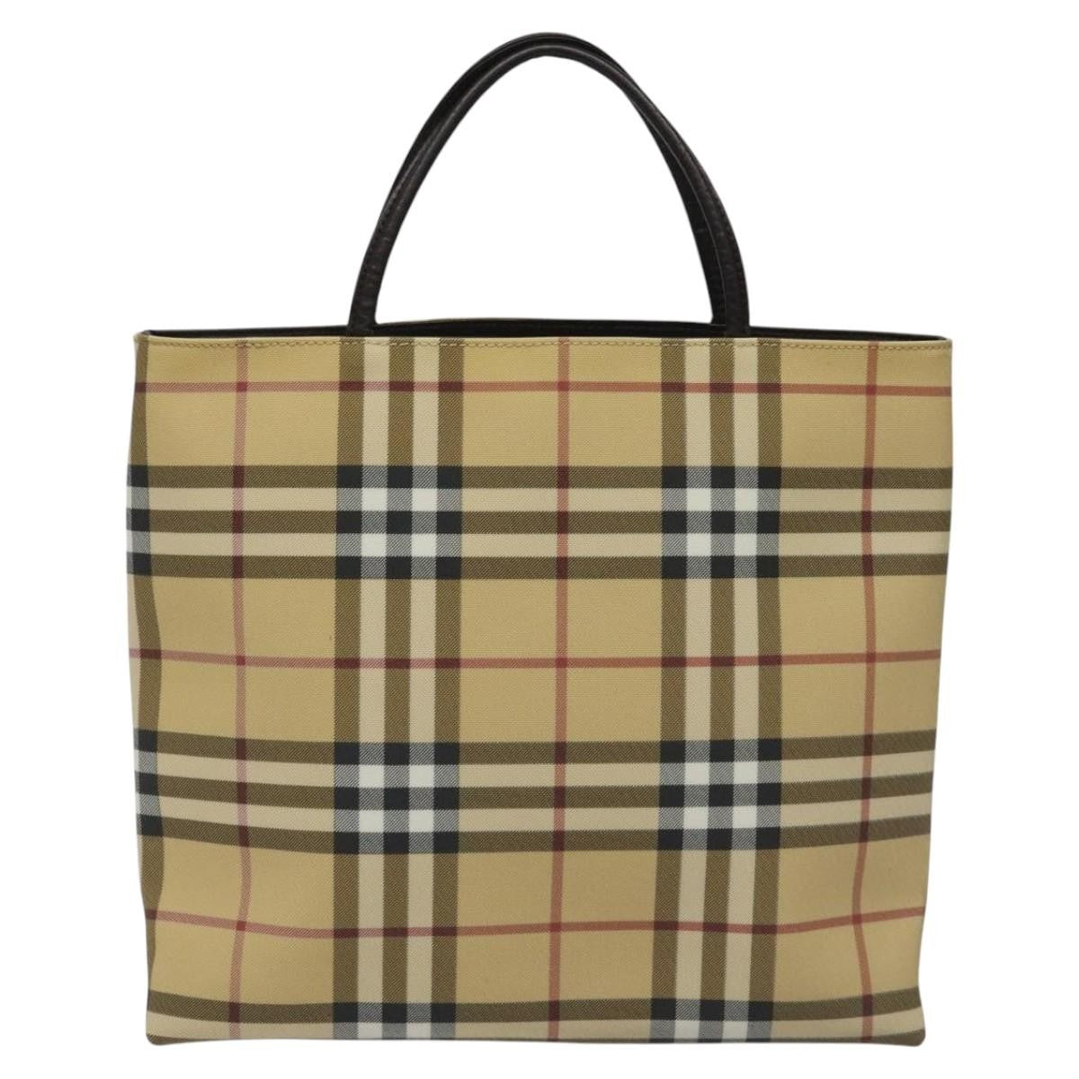 Burberry Nova Check Handbag Nova Check Canvas Beige Canvas Handbag (Authentic  )